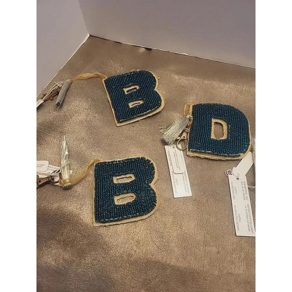 BEADED LETTERS WITH TASSLES LOT OF 9 For Keys, Purses Or Crafts
